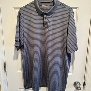 RLX Ralph Lauren Blue-Gray Striped Polo Shirt Men’s XL Performance Wicking